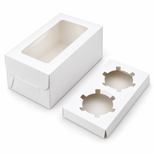 60pcs (30 Boxes + 30 Trays) White Disposable Bakery Containers with Transparent Window & Flip-Top Lid Suitable for Muffins, Cookies, Cupcakes - Round Pastry Boxes for Birthday Parties, Bakeries, Cafes, Commercial Use