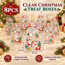 Clear Transparent Christmas Bakery Candy & Cookie Gift Box – 8PCS Festive Holiday Treat Packaging, Xmas Dessert & Sweet Gift Box