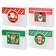 12PCS Christmas Cookie Gift Boxes with Clear, Transparent Treat Packaging for Cookies, Candy, Desserts, Holiday Party Favors