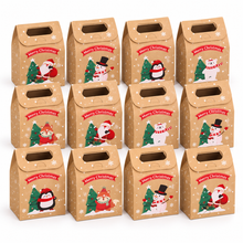 12PCS Christmas Bakery Gift Boxes with Handles – Festive Cookie, Cake, Candy & Biscuit Treat Packaging