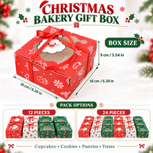 Christmas (white, Red & Green) cup cake Bakery Pastry cookie Box 24PCS