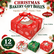 12pcs Christmas Themed 4 hole cupcake design (white, Red & Green) cupcake Bakery Pastry cookie Box 12PCS