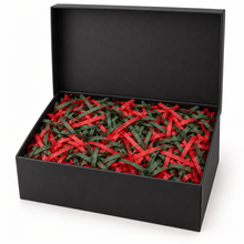 3 Pack Red, Dark Green & Kraft Shredded Tissue Paper 60g – Gift Box, Christmas Hamper and Basket Filler