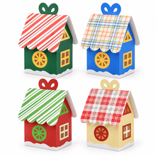 6PCS Christmas House Treat Boxes with Handles – Assorted Cookie, Candy and Party Favour Gift Boxes, 8 × 6 × 16.5 cm
