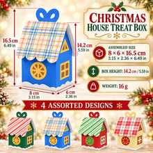 6PCS Christmas House Treat Boxes with Handles – Assorted Cookie, Candy and Party Favour Gift Boxes, 8 × 6 × 16.5 cm