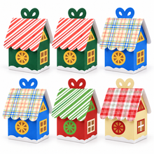 6PCS Christmas House Treat Boxes with Handles – Assorted Cookie, Candy and Party Favour Gift Boxes, 8 × 6 × 16.5 cm
