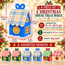 6PCS Christmas House Treat Boxes with Handles – Assorted Cookie, Candy and Party Favour Gift Boxes, 8 × 6 × 16.5 cm