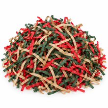 3 Pack Red, Dark Green & Kraft Shredded Tissue Paper 60g – Gift Box, Christmas Hamper and Basket Filler