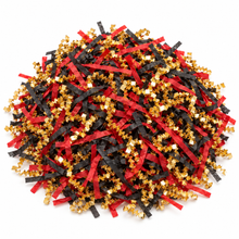 Black, Red & Gold Shredded Paper Filler 90g – Metallic Crinkle and Tissue Shred for Gift Boxes & Hampers