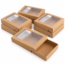 6pcs of Kraft Paper Picnic Boxes, Durable Disposable Containers, Portable for Snacks, Desserts, Cakes, And Fruits, Suitable for Parties, Weddings, And Camping Boxes with Lids – 360 x 250 x 80 mm