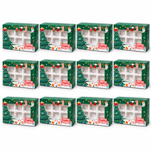 12 Pack Green Christmas 6-Hole Cupcake Boxes with Clear Windows & Inserts – Festive Bakery Gift Packaging