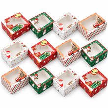 12pcs Red Green White Stripped Christmas cupcake cookie bakery box