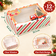 12pcs Red Green White Stripped Christmas cupcake cookie bakery box