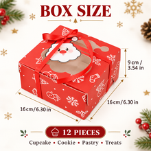 Christmas (white, Red & Green) cup cake Bakery Pastry cookie Box 24PCS