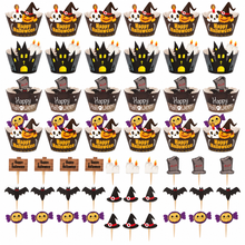 🎃 Halloween Cupcake Muffin Wrappers with Toppers – 48PCS Spooky Party Baking Decorations for Cakes, Cupcakes & Dessert Table 👻