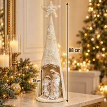 Christmas Handmade Nativity Set 29cm in Gazebo Shrine – Holy Family Figurines with 88cm Standing Catholic Statue, Religious Christian Home Decor & Holiday Display