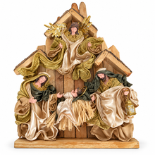 8"(20 cm) Christmas Religious Holy Family with Angel on stable 17.5"( 45 cm approx)