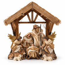 ⭐ 10" Christmas Nativity Set with Holy Family, Angels & Barn Animals – 16.25" Stable Religious Christian Holiday Decoration ⭐
