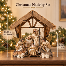 ⭐ 10" Christmas Nativity Set with Holy Family, Angels & Barn Animals – 16.25" Stable Religious Christian Holiday Decoration ⭐