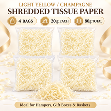 4 BAGS Light yellow / Champagne Shredded tissue paper hamper filler 20grams Gift Wrapping Shredded Paper, Suitable for Wedding, Valentine'S Day, Father'S Day, Mother'S Day, Christmas, Party Decoration