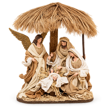 ⭐ 10.5" Christmas Religious Holy Family & Angel in Stable – 40cm One-Piece Nativity Scene, Christian Christmas Decoration ⭐