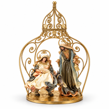 19.25" (50cm) Christmas Holy Family in Gazebo – Handmade Religious Nativity Scene, Premium Christian Christmas Decoration & Holiday Centrepiece