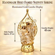 ⭐ 27cm Christmas Religious Handmade Nativity Set – Holy Family in 45cm Gazebo Shrine, Christian Christmas Manger Scene Decoration ⭐