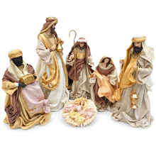 ⭐ Brown Gold Christmas Handmade Nativity Set with Manger (35–50cm) – Holy Family Religious Christian Home Decor & Holiday Gift ⭐