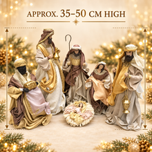 ⭐ Brown Gold Christmas Handmade Nativity Set with Manger (35–50cm) – Holy Family Religious Christian Home Decor & Holiday Gift ⭐