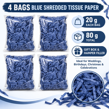 4 BAGS BLUE Shredded tissue paper hamper filler 20grams Gift Wrapping Shredded Paper, Suitable for Wedding, Valentine'S Day, Father'S Day, Mother'S Day, Christmas, Party Decoration