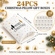 24PCS Christmas Pillow Gift Boxes – Festive Favor Boxes for Candy, Treats, Small Gifts & Holiday Party Favors