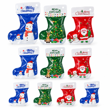 10PCS Christmas PVC Stocking Treat Bags – Santa, Snowman & Reindeer Candy, Cookie and Party Favour Gift Bags