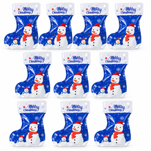 10PCS Christmas PVC Stocking Treat Bags – Santa, Snowman & Reindeer Candy, Cookie and Party Favour Gift Bags