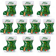 10PCS Christmas PVC Stocking Treat Bags – Santa, Snowman & Reindeer Candy, Cookie and Party Favour Gift Bags