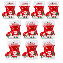 10PCS Christmas PVC Stocking Treat Bags – Santa, Snowman & Reindeer Candy, Cookie and Party Favour Gift Bags