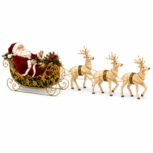 95cm Christmas Santa Claus Sleigh Decoration – Large Santa with Reindeer Display, Festive Christmas Holiday Decor for Christmas Joy