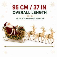 95cm Christmas Santa Claus Sleigh Decoration – Large Santa with Reindeer Display, Festive Christmas Holiday Decor for Christmas Joy