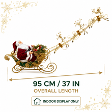 37" (95cm) Christmas Decoration Santa Claus with Reindeers on Sleigh – Large Indoor Holiday Display, Festive Christmas Decor
