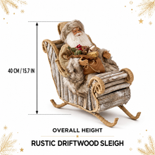 40cm Christmas Ornament Santa Claus in Driftwood Sleigh – Rustic Handmade Style Holiday Decoration, Festive Christmas Home & Tabletop Decor