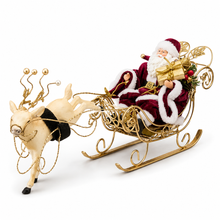 7.75" (20cm) Santa Claus in Sleigh with Reindeer – Christmas Figurine Decoration, Festive Holiday Home & Tabletop Display Ornament
