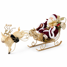 7.75" (20cm) Santa Claus in Sleigh with Reindeer – Christmas Figurine Decoration, Festive Holiday Home & Tabletop Display Ornament