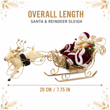 7.75" (20cm) Santa Claus in Sleigh with Reindeer – Christmas Figurine Decoration, Festive Holiday Home & Tabletop Display Ornament