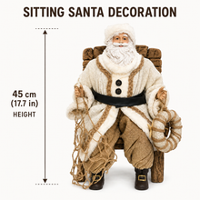 45cm Sitting Santa Claus in Rustic Driftwood-Style Chair – Large Christmas Figurine & Indoor Holiday Decoration