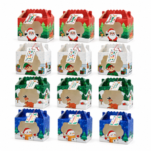 12PCS Christmas Candy Gift Boxes with Clear Window, Handle & Gift Tags – Santa, Snowman, Elf and Reindeer Treat Boxes