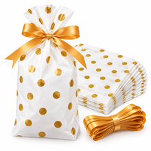 36 pcs Drawstring Gift Bags, Golden Polka Dot Drawstring Pouches, Suitable for Gift Wrapping, Storage Packaging, Suitable for Parties, Weddings, Birthday Gifts, Wedding Favors, Holiday Celebrations