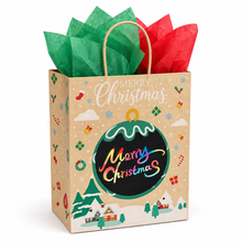 3PCS Personalised Christmas Treat Bags with Handles, Tissue Paper & Scratch Name Labels – Festive Bakery, Pastry and Gift Packaging