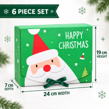 6PCS Large Green Christmas Cookie Bakery Gift Boxes – 24cm Festive Treat Boxes for Holiday Gift Packaging