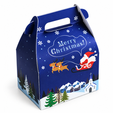 6PCS Blue Christmas Gift Bakery Boxes with Handles – 9 × 6 × 12cm Cookie, Candy, Pastry & Party Favour Boxes