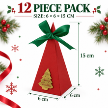 Red Triangle Christmas cookie bakery boxes with ribbon