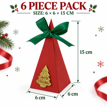 Red Triangle Christmas cookie bakery boxes with ribbon